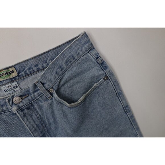 Vintage 90s Guess Mens 33x27 Distressed Relaxed Fit Denim Jeans Blue Cotton USA - Picture 7 of 16